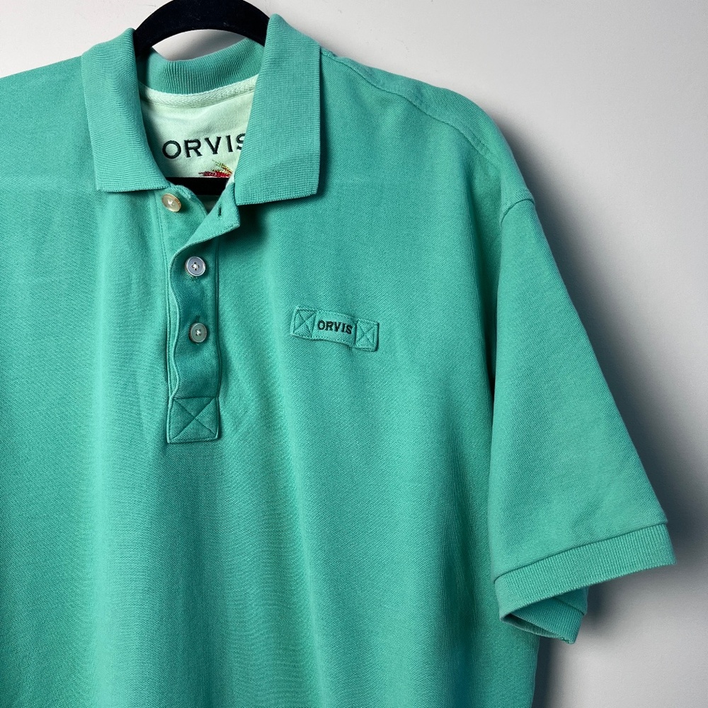Orvis Polo Shirt Mens XL Green Fly Fishing Short Sleeve Golf Outdoors